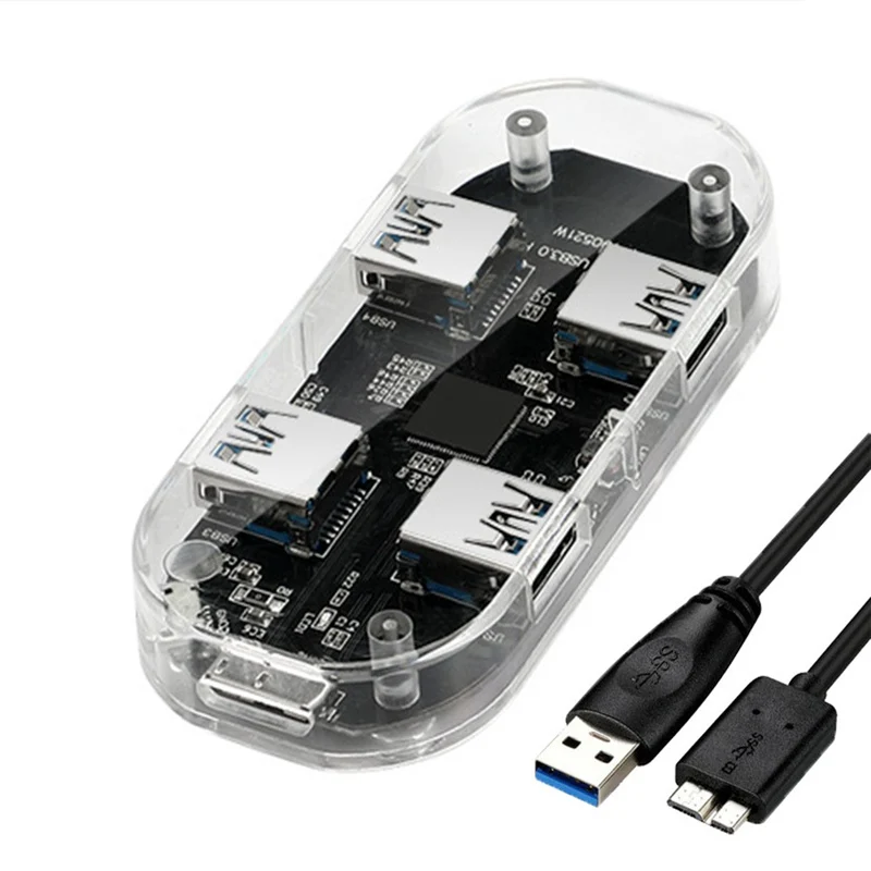 Прозрачный Настольный концентратор с 4 Usb портами интерфейс Micro 2 0 3