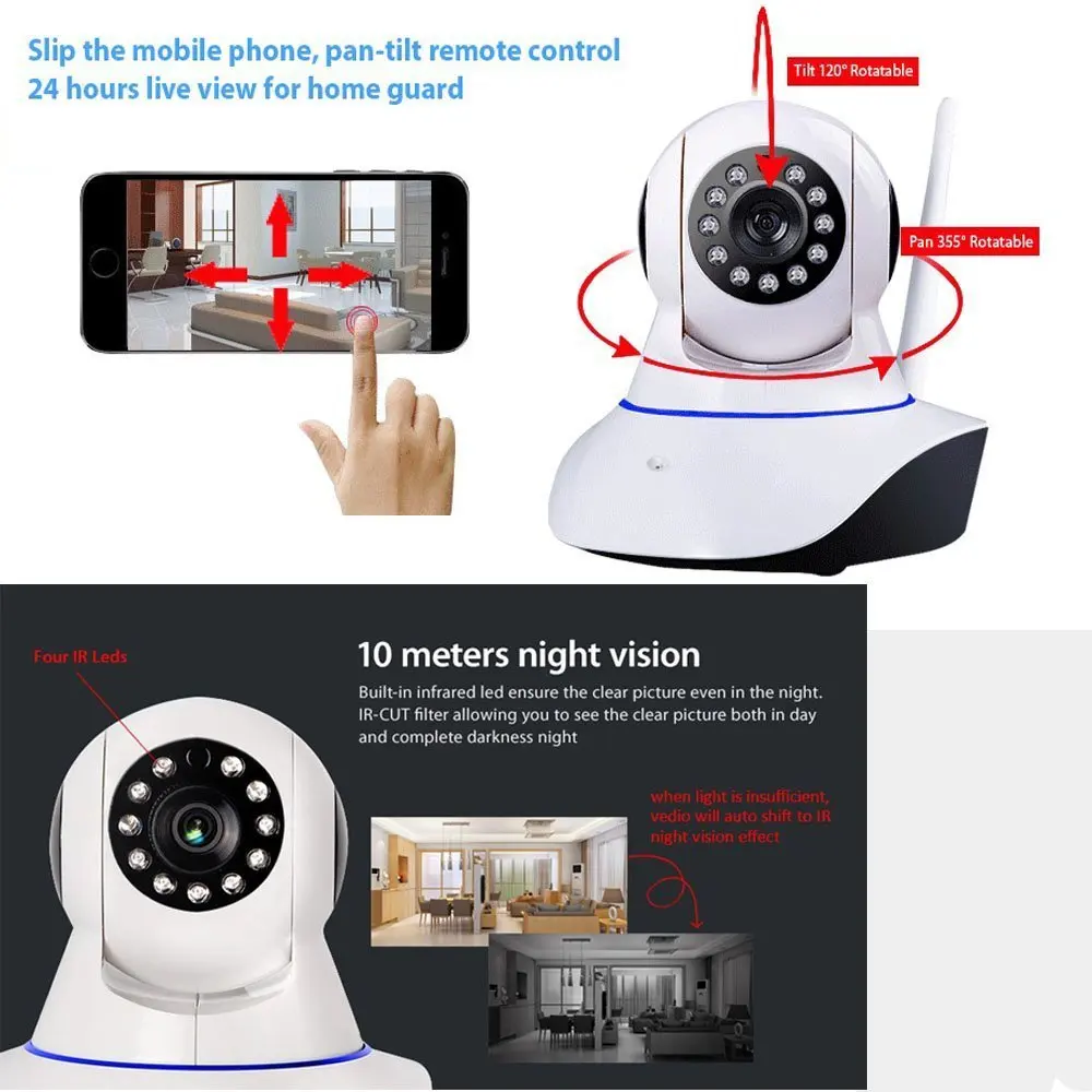 Smart Home Guard Wireless/Wired IP CAMERA 720P/960P WIFI Home Security CCTV Surveillance Camera P2P Infrared Night Vision