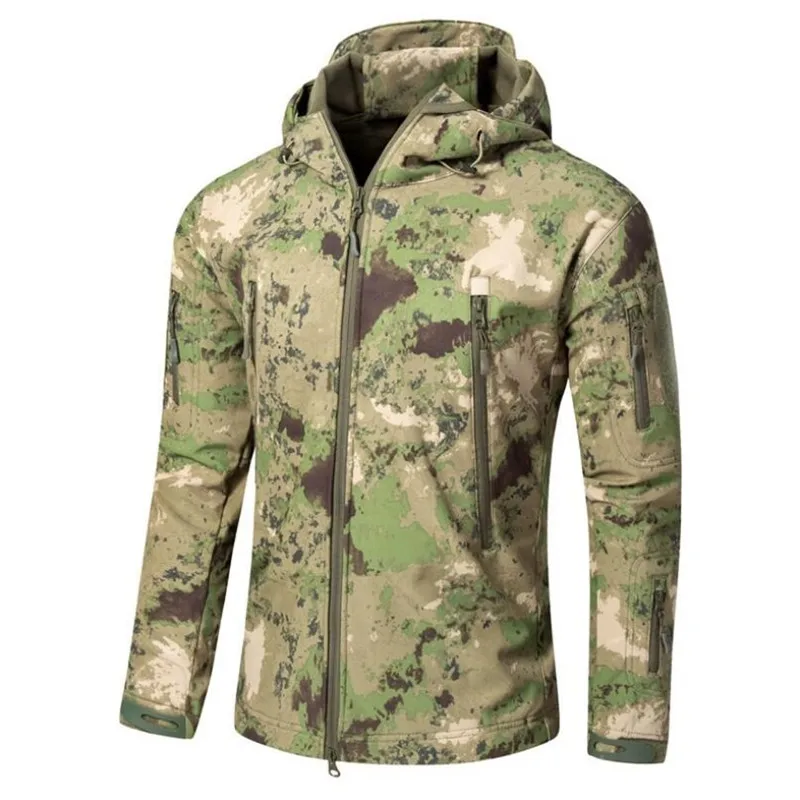 

Men Military Tactical Jacket Outdoor Waterproof Soft Shell Windbreaker Winter Windproof Warm Coat Hooded Camo Hunting Clothing