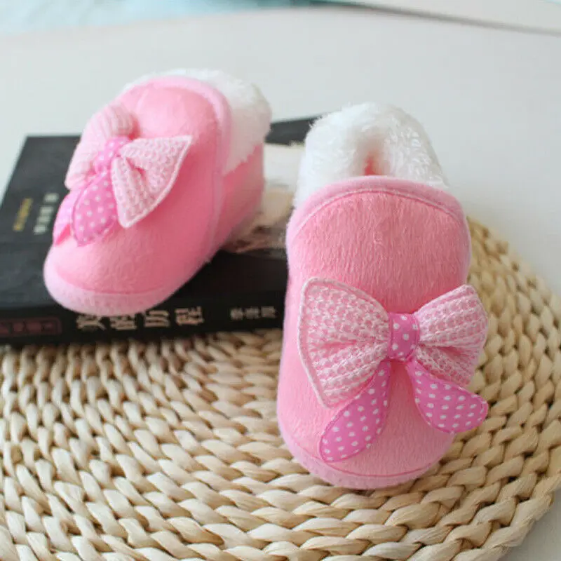 Newborn Baby Girl Boys Shoes Bow Cotton Shoes Snowfield Winter Warm Toddler Infant Warm Crib