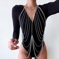 Multilayer Women Body Chain Harness Female Chest Chain Shiny Sexy Accessories Fashion Waist Jewelry Body Decoration 5