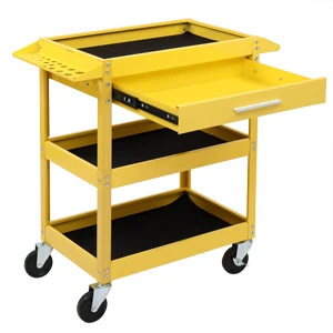 

3-Tray Rolling Utility Cart Trolley with Drawer Industrial Commercial Service Cart Service Tool Cart Tool Organizers