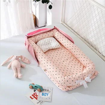 

Portable Baby Nest Bed for Boys Girls Travel Bed Infant Cotton Cradle Crib Baby Bassinet Cartoon Newborn Bed Bassinet Bumper