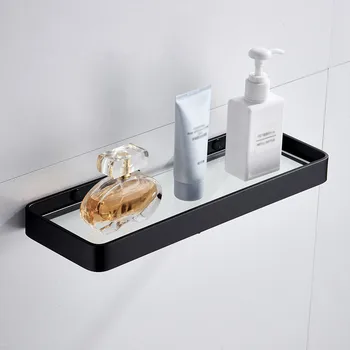 

25/35/45CM Aluminum Glass Shelf Bathroom Glass Shelves Shower Room Rack Organizer Cosmetic Shelf Wall Mount Kitchen Storage Rack