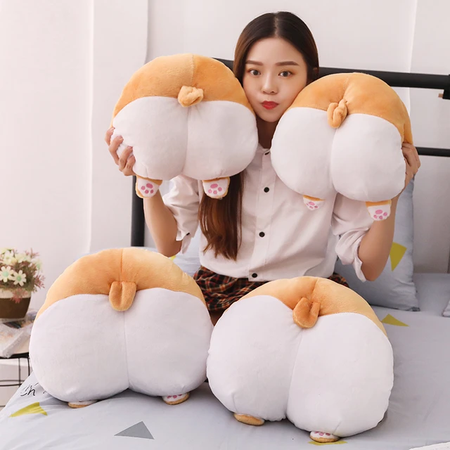 seemehappy Cute Plumpy Corgi Butt Car Seat Headrest Neck Pillow Corgi Butt  Lumbar Pillow Acessories (2 PCS Neck Pillow)