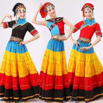 

Big Hem 180 360 540 720 Long Faldas Women's Festival Party Dance Dress Skirt Sexy Latin Skirt Dance Dress Big Size 5XL Patchwork