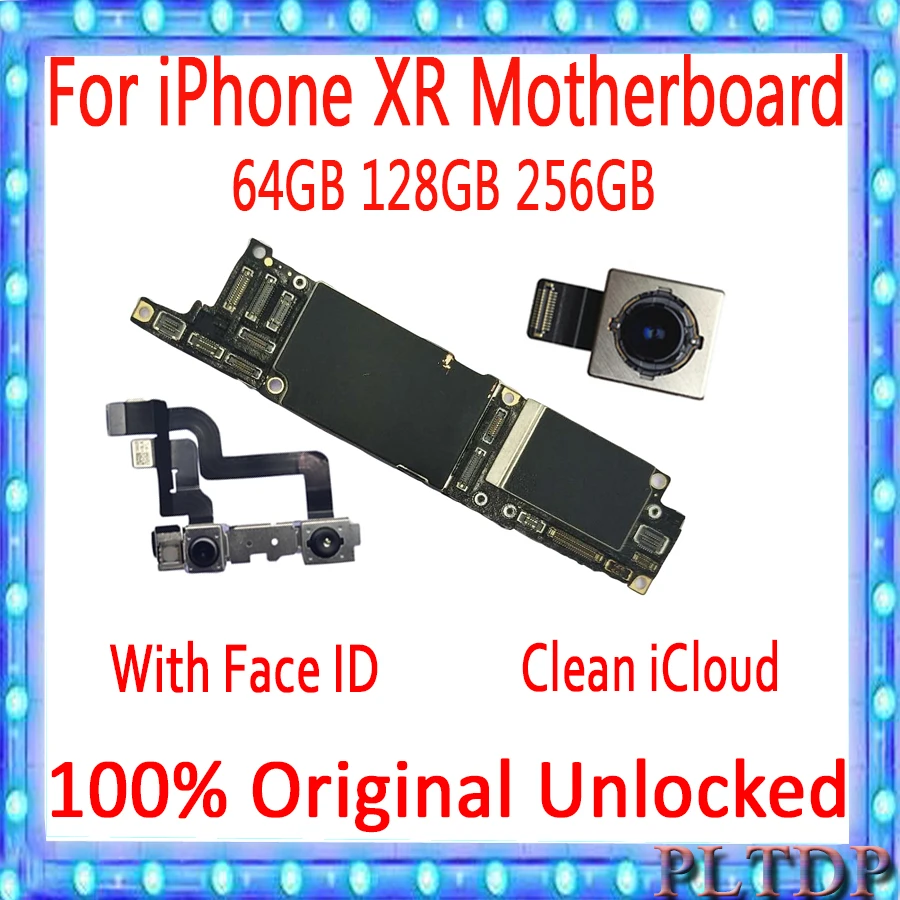 

100% Unlocked Motherboard For iPhone XR Original mainboard With/NO Face ID Free iCloud IOS Logic Board With Full Chips MB
