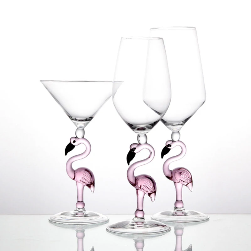 

2pcs/set Creative wine glass Bordeaux glass Cocktail cup champagne glasses Flamingo goblet party bar drinkware wedding gifts