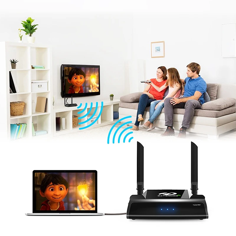 FULL-PAT-590 Wireless Hdmi Extender TV Audio Video Transmitter And Receiver, Digital Signal Full HD 1080P 3D AV Sender(EU Plug