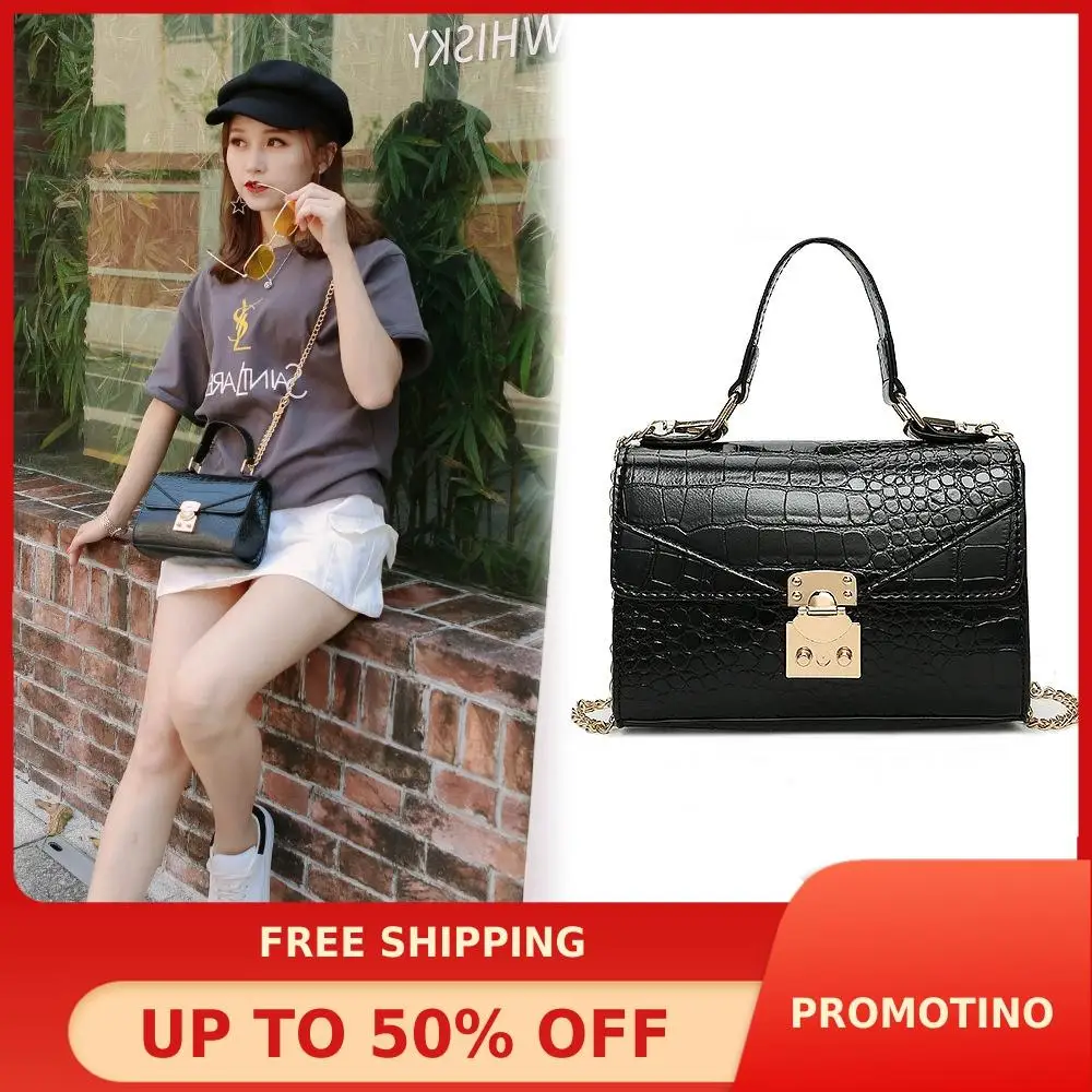 

WOMEN'S Bag Customizable Bag 2020 Summer New Style Lock Crocodile Pattern Hand Shoulder Free Shipping Luxury Handbags Women Bags