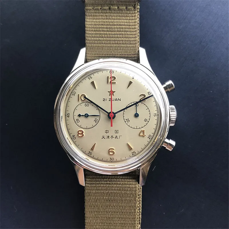 

Genuine Seagull 1963 Pilot Watch Chronograph Mens Acrylic Dial Clock Mechanical sea gull St1901 Men Wrist watches Official D304