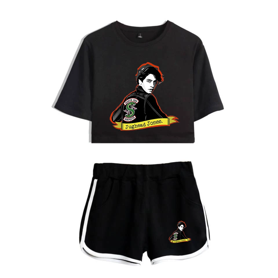 Модный женский комплект из двух предметов с коротким рукавом и черным пупком, высокое качество, комплект из футболки и белых шорт