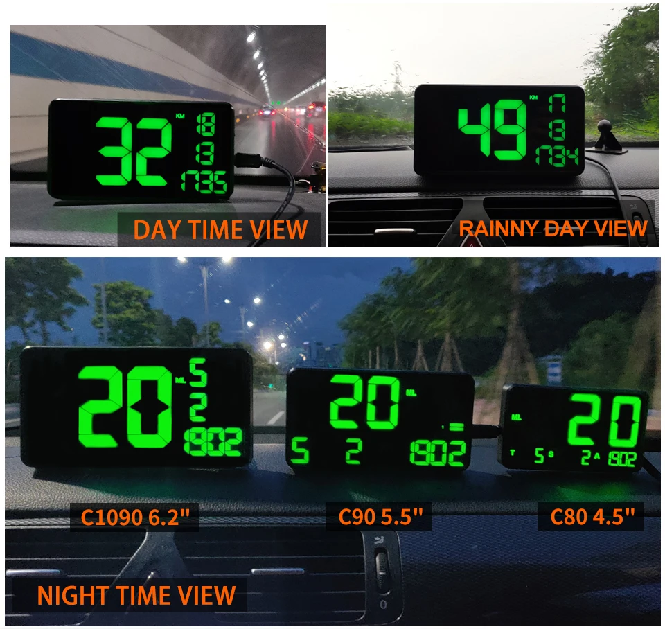6,2 дюймов Экран Дисплей gps Скорость ometer C1090 автомобиля HUD Скорость ing Предупреждение спутниковый Скорость измерение со Скорость сигнализации