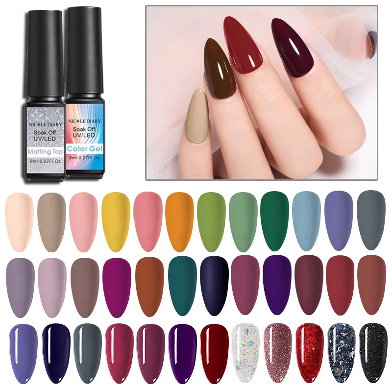 

NICOLE DAIRY 8ML UV Gel Nail Polish Pure Nail Color Matte Top Coat UV Gel Nail Art Varnish Soak Off Gel Lacquer Gel Polish