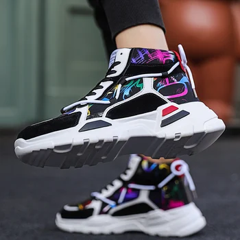 

2020 New Fashion Flats Classic Men's Casual Shoes High-top sneakers tide shoes flower cloth high-top shoes Zapatos De Hombre