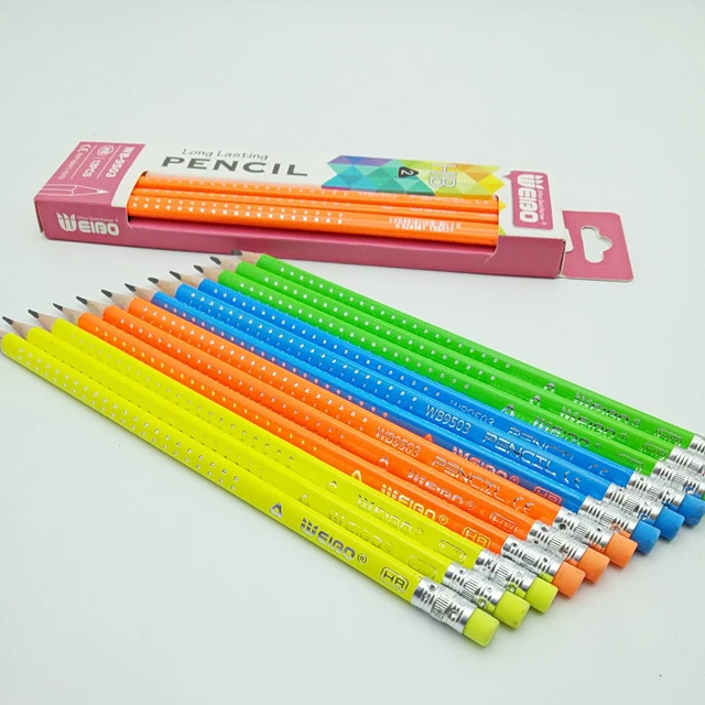 Bonitos lápices para niños, lápices divertidos con gomas de borrar, lápices  de madera para el aula (paquete de 12) JAMW Sencillez