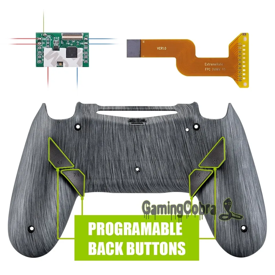 Brushed Silver Рассвет программируемый Remap комплект для PS4 тонкий поляризационный фильтр Pro контроллер JDM 040/050/055 w/задняя крышка в виде ракушки и 4 и пуговицами на спине - Цвет: Brushed Silver