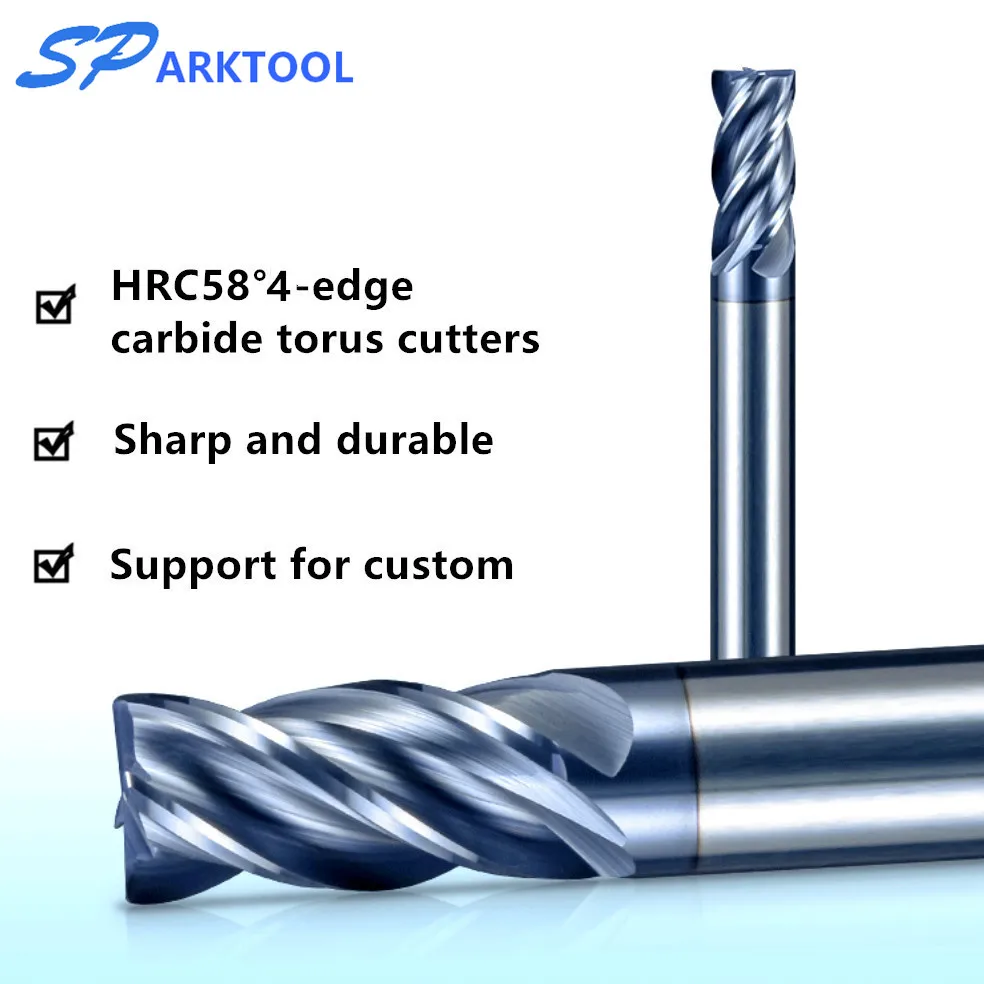 

HRC58 Corner Rounding Carbide end mill Alloy Coating Tungsten Steel Cutting Tool 4Flutes Milling Cutter CNC maching End mill