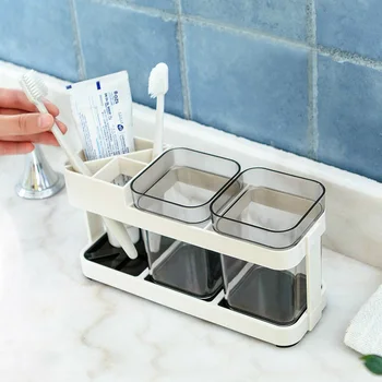 

1pc creative quality removable bathroom multi-function tumblers toothbrush holder joint storage creators