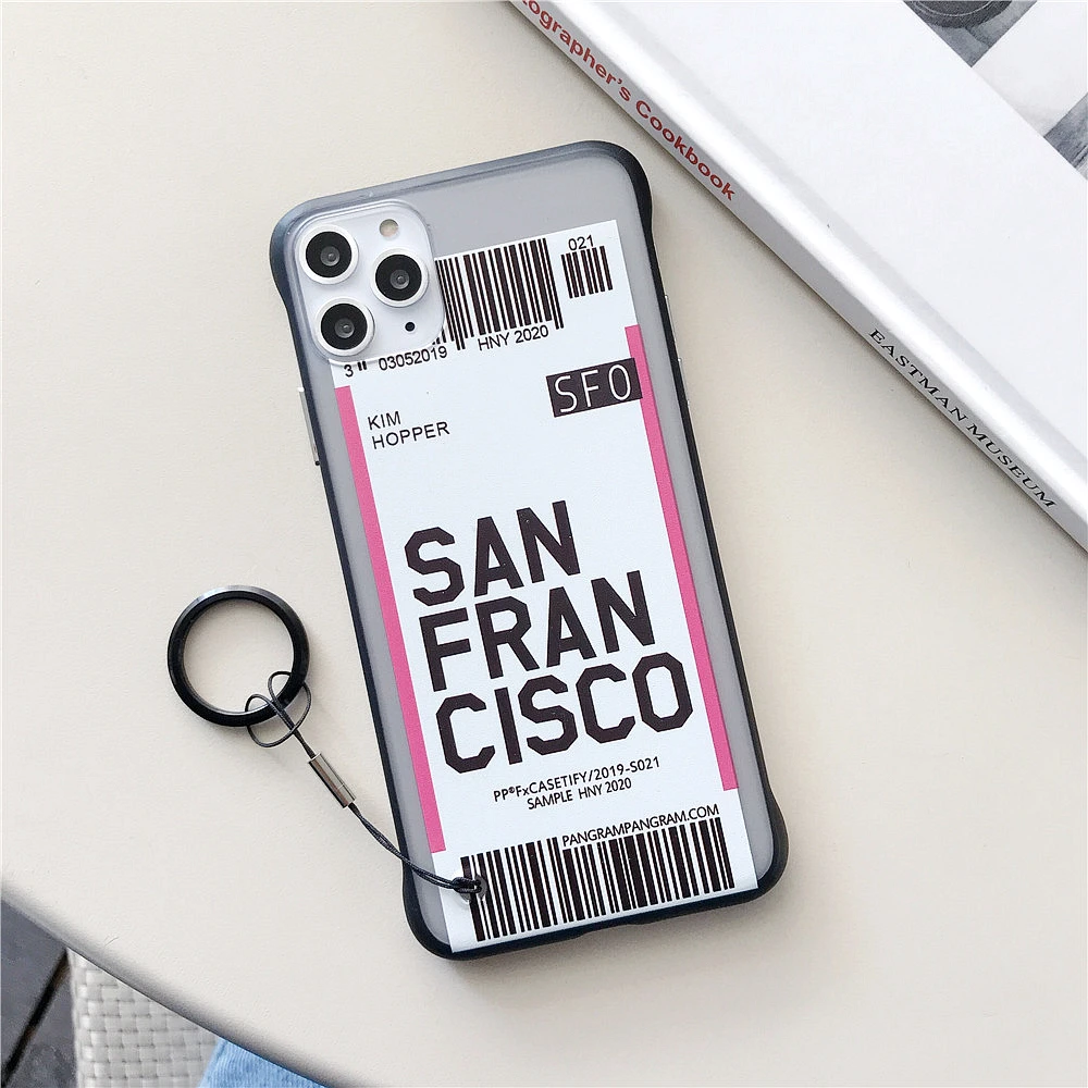 Ins US City Label Bar code Phone Case For iPhone 11 Pro Xs MAX XR X 6 s 7 8 plus Simple letter new York Clear silicon Cover Capa