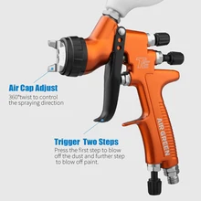 Оранжевый пистолет-распылитель 1,3 мм сопло 600CC чашка Краскораспылитель ультра зеленый и экономичный для жирной воды верхний слой распылитель пистолет
