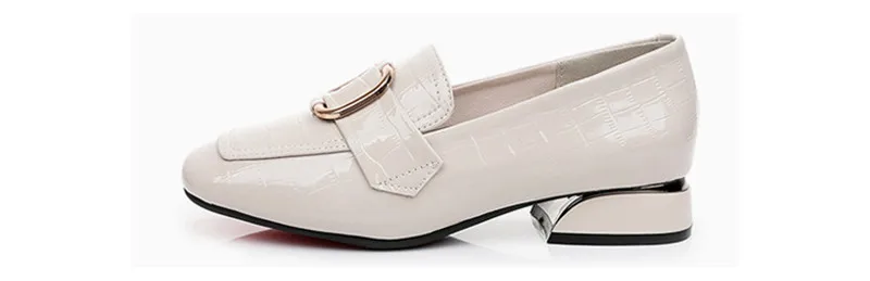 British Bright Patent Genuine Leather Pumps Oxford Shoes For Women 2020 Spring New Metal Thick Middle Heel Women's Loafers Shoes (25)