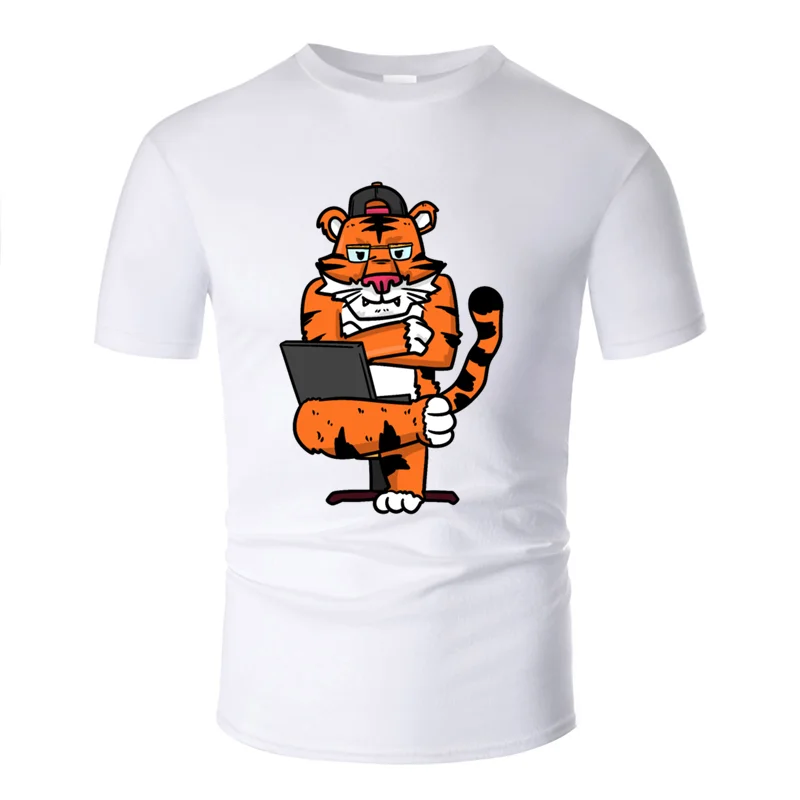 Men-White Стиль, базовая футболка hacker tiger, Мужская одежда, оригинальная Мужская футболка, хлопок, комикс, хип-хоп - Цвет: Men-White