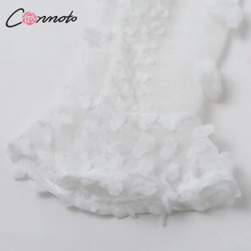 Conmoto осень женское белое короткое платье с длинным рукавом женское платье с рюшами и цветочной вышивкой на шнуровке мини-платье для леди плюс размер Vestidos