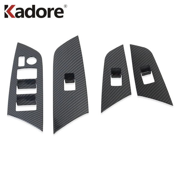 Carbon Fiber Plastic Для Toyota Prius хэтчбек углеродное волокно стеклоподъемник кнопка включения крышка отделка двери подлокотник панель аксессуары для интерьера - Название цвета: Carbon Fiber Plastic