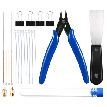 

3D Printer Accessories Tool Kit Cleaning Needles Clips Kit Cable Ties Come with Storage Case for Printing Removing Cleaning