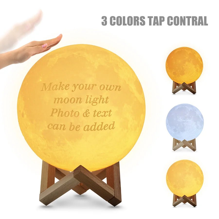 portable night light Dropshipping Customized Photo and Text 3D Printing Moon Night Light Galaxy USB Rechargeable Creative Home Decor Globe Love Gift best night light Night Lights