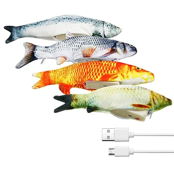 

4 Packs of Electric Cat Fish Dynamic Toys, Realistic Swing Fish Plush Simulation Electric Swing Fish Cat Toy