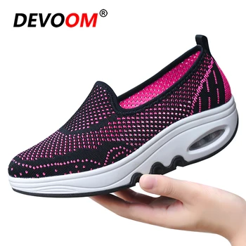 

2020 Women Slimming Fitness Shoes Swing Slip on Sneakers Platform Air Toning Shoes Woman Breathable Mesh Light Sneakers Women 40