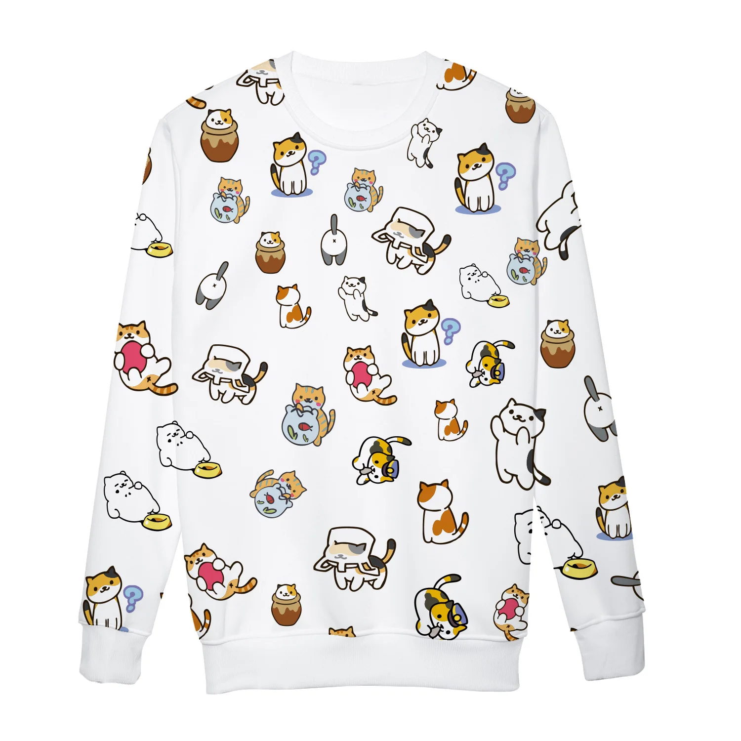 Мультфильм анимация Neko atsume кошка сопутствующие Продукты толстовка с длинным рукавом вырез лодочкой корейский стиль Повседневный пуловер пальто толстовка