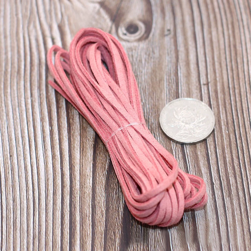 DIY Leather Rope Candy Color Flat Faux Suede Leather Rope Bracelet Necklace Handmade Material 3mm Thickness 5 Meters leather rope supplies