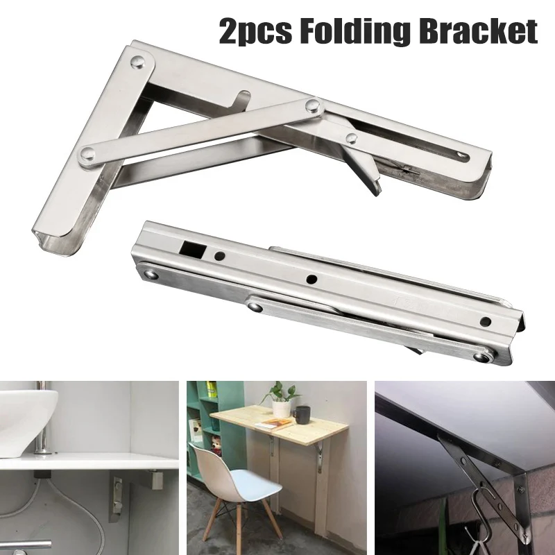 4PCS Heavy Duty Folding Bench Shelf Table Bracket 12" Length Stainless Steel 