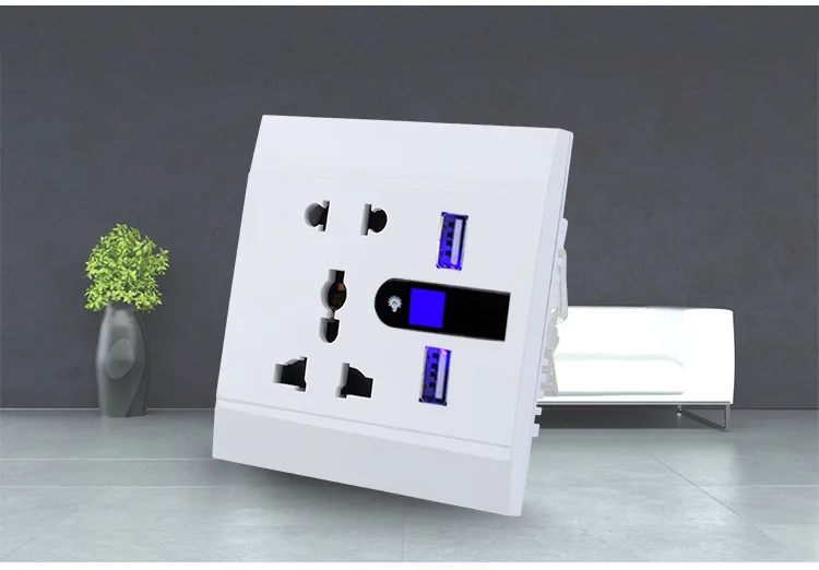 Пять отверстий 1A dual USB настенная розетка с ночной свет панели переключателя многофункциональная с гнездом USB, 2 pin 3pin переходник на выходе