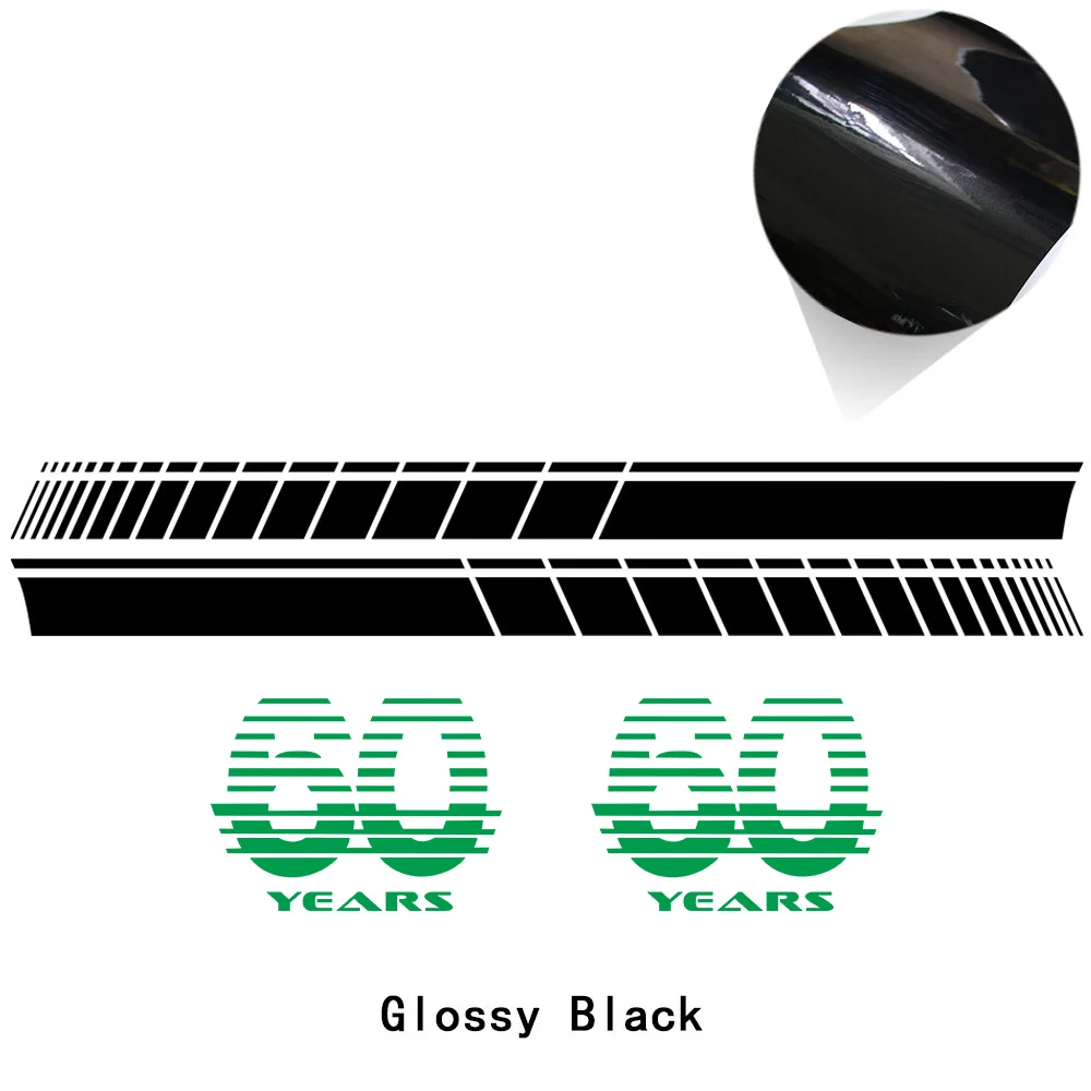 2 шт., 60-летний стиль автомобиля, боковой Стикер в полоску для MINI Cooper F55 F56 R56 Countryman F60 R60 Clubman F54 R55 - Название цвета: glossy black