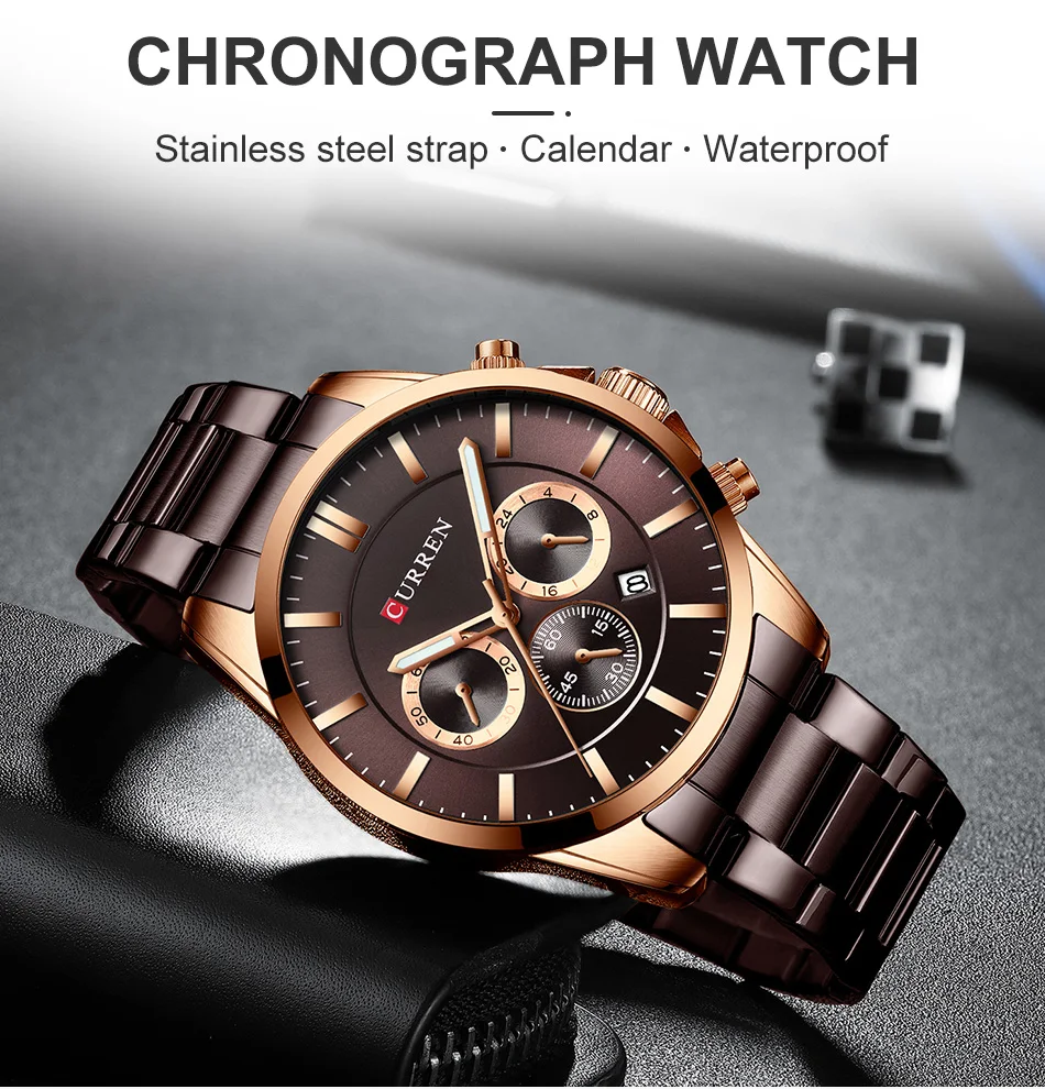Мужские часы CURREN Топ бренд класса люкс модные кварцевые мужские часы водонепроницаемые мужские часы с хронографом Дата спортивные часы Relogio Masculino