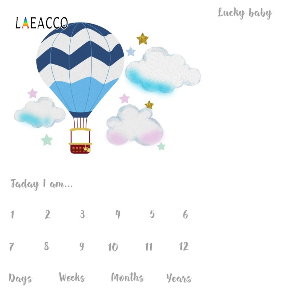 Laeacco горячий воздух воздушный шар облако Звездный календарь Baby Shower фон для фотосъемки по индивидуальному заказу в стиле вечеринки в честь Дня Рождения Фотофон для студийной съемки
