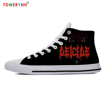 

Deicide Band Customized Printed Logo Men's Casual Shoes White Men High-top Canvas Shoes Breathable Casual Lace-up Shoes