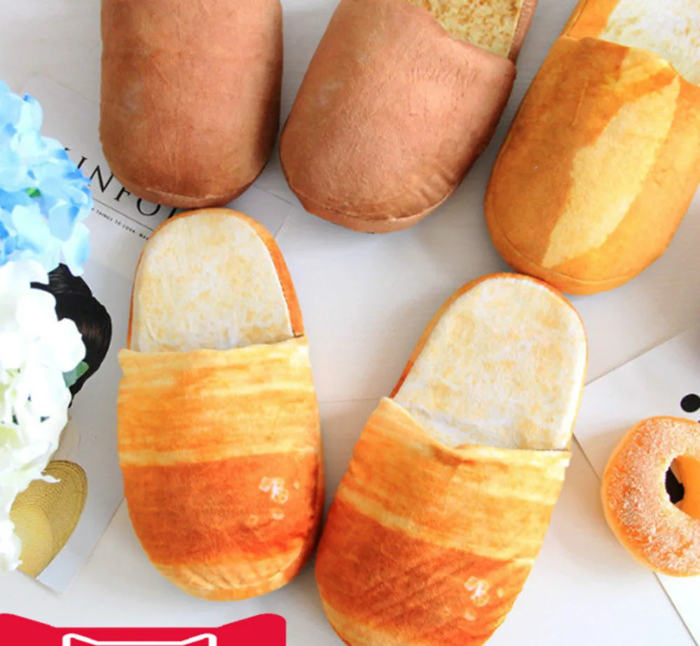 

Women Men Home Warm Slipper Japan Originality Simulation Eat Goods Bread Hamburger ToastFamily Soft Bottom Non-slip Shoes