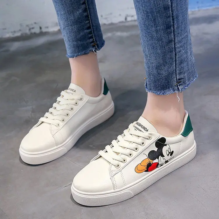 Novedad de primavera 2020! Zapatos blancos de Mickey Mouse, zapatos  informales retro de estudiante para mujer|Zapatos planos de mujer| -  AliExpress