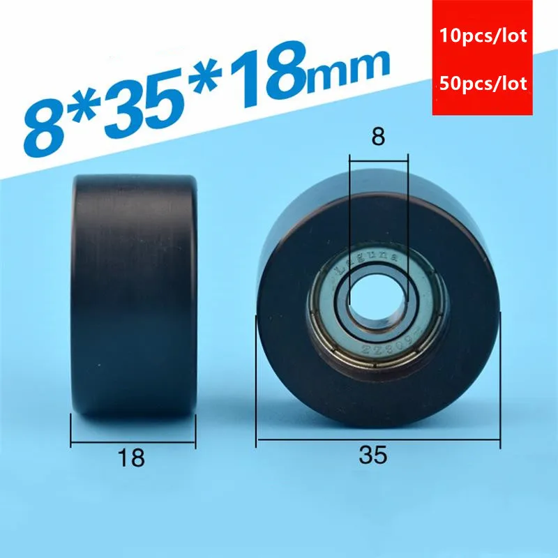 10 шт./50 шт. плоский ролик 8*35*18 мм 608ZZ 608 подшипник POM пластиковое покрытие