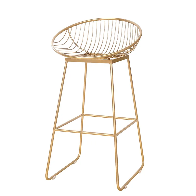 

62cm/72cm Nordic bar stool chair creative coffee gold high simple dining wrought iron with Soft cushion