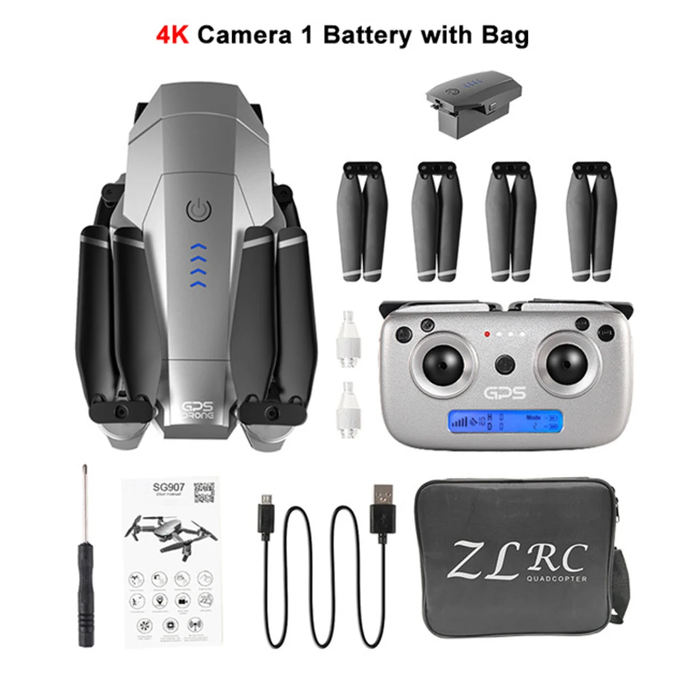

SG907 Shockproof With Camera Quadcopter Kit Professional Rechargeable GPS Wide Angle WIFI One Key Return RC Drone 4K 1080P