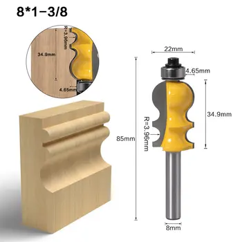 

8mm Shank Architectural Tungsten Carbide Molding Router Bit Trimming Wood End Mill for Woodwork Cutter Power Tools