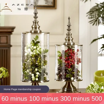 

Nordic Vintage Home Decor Glass Vase Metal Base Retro Flower Arrangement Table Decoration Snack Candy Jar Multipurpose Jars