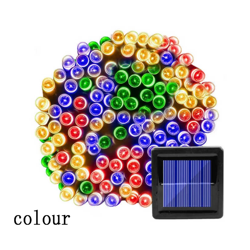 Solar LED string lamp, outdoor waterproof LED festival lamp string, birthday party color lamp, courtyard lawn 100 lamp beads solar ground lights Solar Lamps