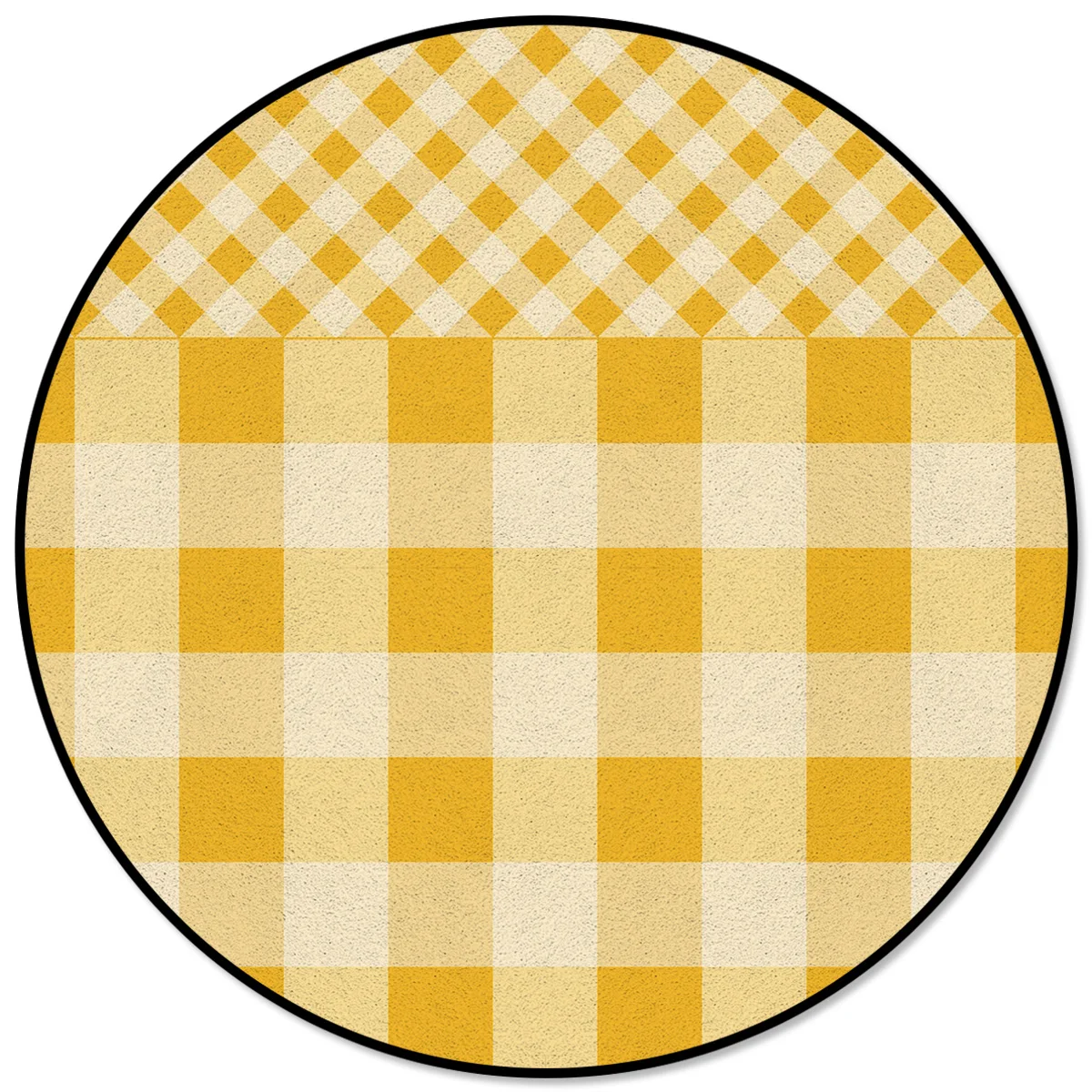 Круглый ковер в желтую клетку, в полоску, с квадратной строчкой, для дня рождения, кухни, ковры для ресторана, напольные коврики, кухонный коврик
